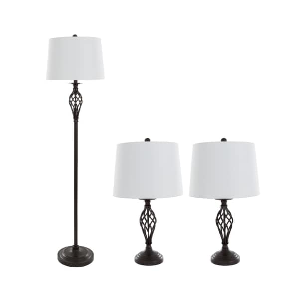 Hastings Home Table Lamps and Floor Lamp Set of 3, Spiral Cage Design (3 LED Bulbs included) by Hastings Home 827789KZA - main
